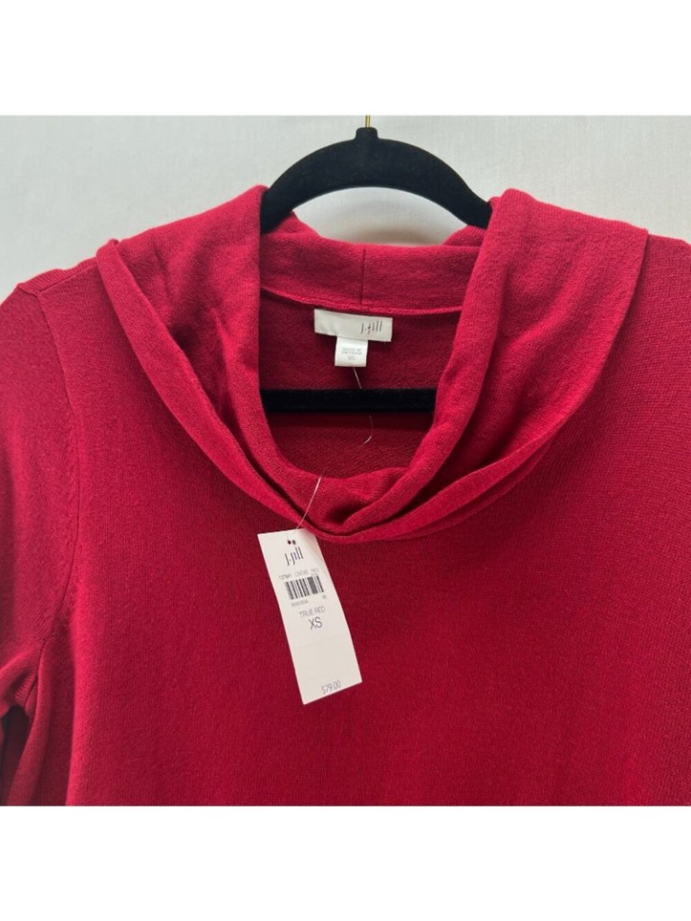 J.Jill Cowl Neck Tunic Sweater Womens XS Knit Long Sleeve Pullover High Low Red - Picture 12 of 13